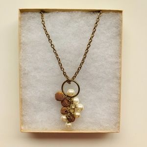 Vintage Long-Chained Necklace with Beaded Pendant